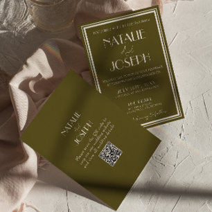 Elegante Grasland-Luxus-Retro-QR-Code-Hochzeit Einladung