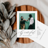 Elegante Grateful Script Foto Wedding Vielen Dank Postkarte
