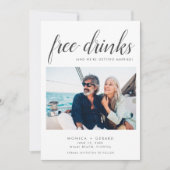 Elegante Gratis-Getränke-Foto-Hochzeit Save The Date (Vorderseite)