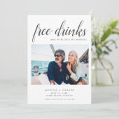 Elegante Gratis-Getränke-Foto-Hochzeit Save The Date (Stehend Vorderseite)