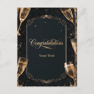 Elegante Gratulation mit Champagner Postkarte