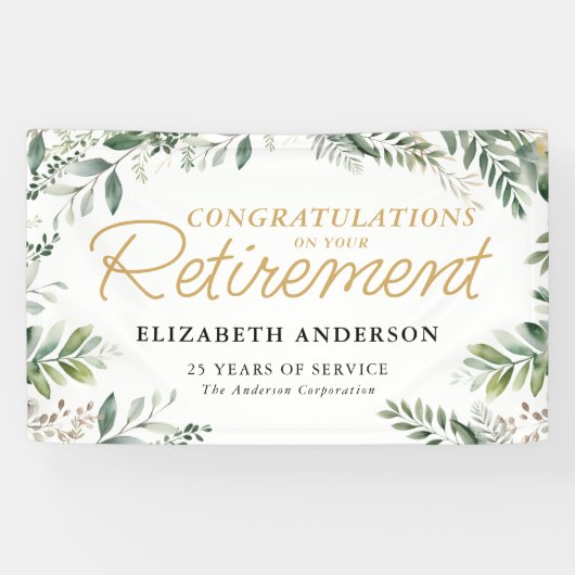 Elegante Gratulation zur Rente mit Grünpflanzen Banner (Horizontal)