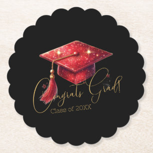 Elegante Gratulations-Abschlussarbeit in Rot, Gold Untersetzer