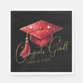 Elegante Gratulations-Grafik in Rot, Gold & Schwar Serviette