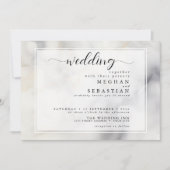 Elegante, grau-blassgelbe Wolken Einladung (Vorderseite)