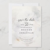 Elegante, grau-blassgelbe Wolken Save The Date (Vorderseite)