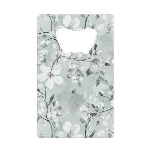 Elegante Grau Blau Weiße Blumen Hochzeit Geldbeutel Flaschenöffner