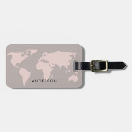ELEGANTE, GRAU BLUSH PINK ROSE GOLD WORLMAP GEPÄCKANHÄNGER