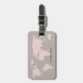 ELEGANTE, GRAU BLUSH PINK ROSE GOLD WORLMAP GEPÄCKANHÄNGER (Vorderseite vertikal)