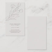 Elegante, grau geätzte Blume Vertikal Visitenkarte (Vorne/Hinten)
