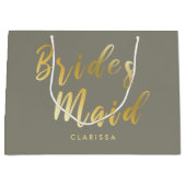 Elegante, grau-goldene Brautjungfrau Große Geschenktüte (Vorderseite)