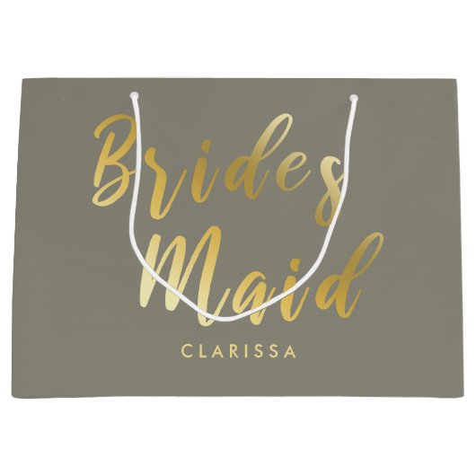 Elegante, grau-goldene Brautjungfrau Große Geschenktüte (Vorderseite)