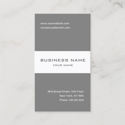 Elegante, grau-weiß gestreifte Visitenkarte (Vorderseite)