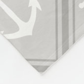 Elegante, grau-weiße Anker | Monogramm Fleecedecke (Ecke)