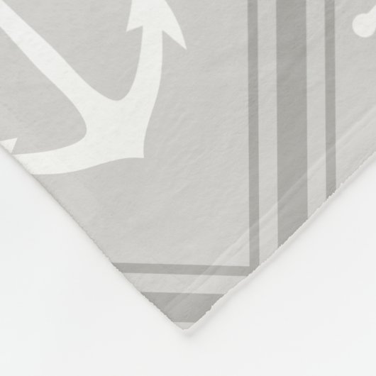Elegante, grau-weiße Anker | Monogramm Fleecedecke (Ecke)
