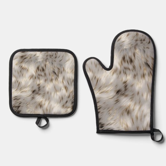 Elegante, grau-weiße Hochzeit Ofenhandschuh & Topflappen-Set (Vorderseite)