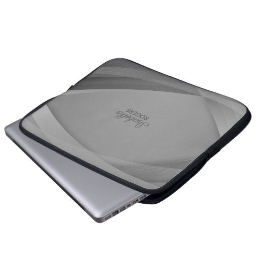 Elegante graue Abstrakte Waves mit Anpassung Laptopschutzhülle (Vorne Knopf)