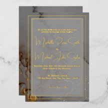 Elegante graue Alkohol-Tinte-Hochzeit Gold