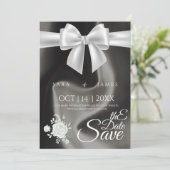 Elegante graue Ankündigung Datum freihalten (Stehend Vorderseite)