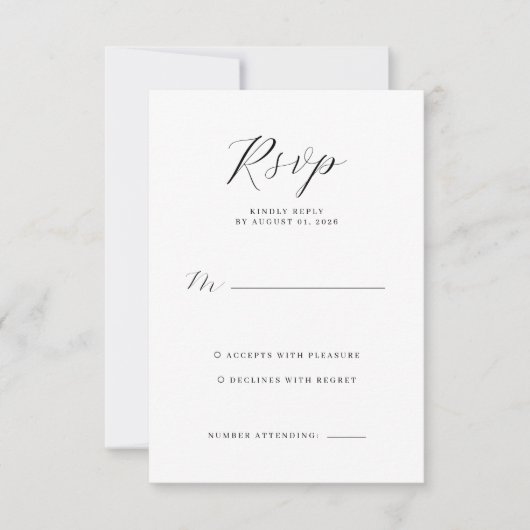 Elegante graue Antwortkarte RSVP Karte (Vorderseite)
