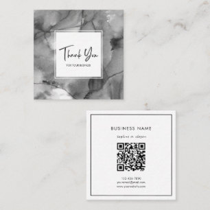 Elegante graue Aquarell-Abstrakt QR-Code Danke Quadratische Visitenkarte