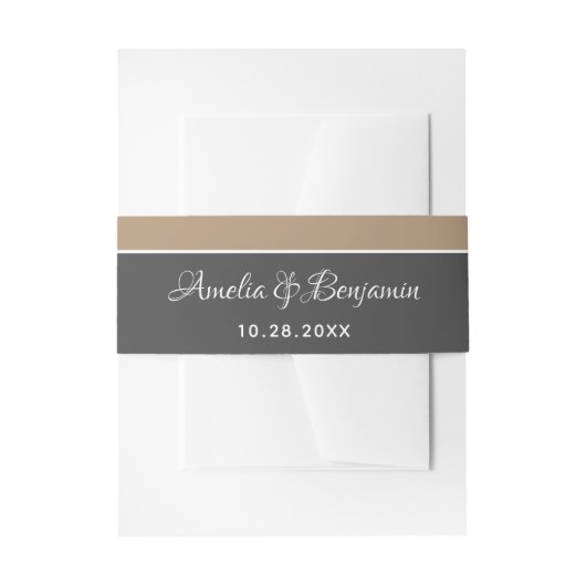 Elegante graue Beige Typografie Hochzeit Einladungsbanderole (Vorderseite Beispiel)