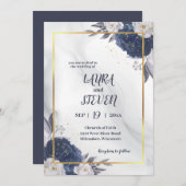 Elegante, graue blaue Peonies in einer Hochzeit Einladung (Vorne/Hinten)