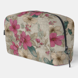 Elegante graue Blumen-Tasche Waschbeutel