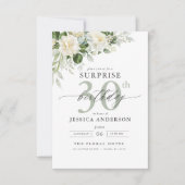 Elegante graue Blumenüberraschung Geburtstag Einladung (Vorderseite)