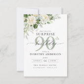 Elegante graue Blumenüberraschung Geburtstag Einladung (Vorderseite)