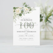 Elegante graue Blumenüberraschung Geburtstag Einladung (Stehend Vorderseite)