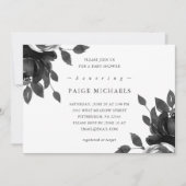 Elegante Graue Blütenspülung Einladung (Vorderseite)