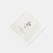 Elegante graue Botanische Monogramm-Hochzeit Serviette (Ecke)