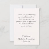 Elegante graue Cream Floral Fotografie Hochzeit Dankeskarte (Rückseite)