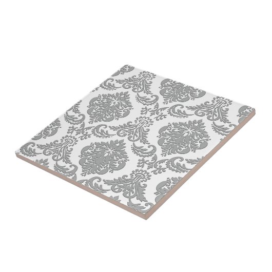 Elegante graue Damast-Muster-Kunst Fliese (Seite)