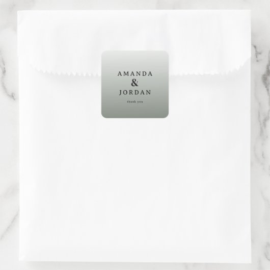 Elegante graue Dankbarkeit Quadratischer Aufkleber (Tasche)