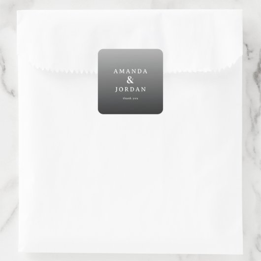 Elegante graue Dankbarkeit Quadratischer Aufkleber (Tasche)