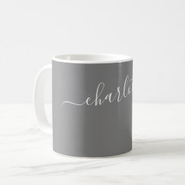 Elegante Graue Farbe Moderne Name Personalisiert Kaffeetasse
