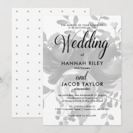 Elegante graue Flora mit Dots Wedding Einladung