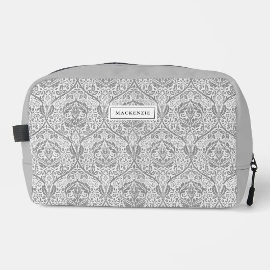 Elegante graue Floral Muster Toilettenbeutel Waschbeutel (Vorderseite)
