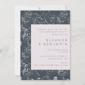 Elegante graue florale botanische Engagement Party Einladung (Vorderseite)