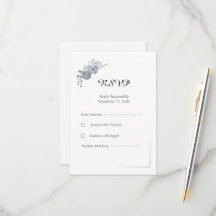 Elegante graue florale Hochzeits-RSVP-Antwortkarte