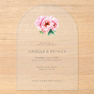 Elegante graue florale Pfingstrosen Acryleinladungen