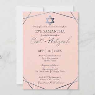 Elegante graue Foil Geometric Bat Mitzvah Einladun Einladung