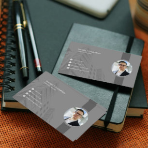 Elegante Graue Foto Business Card Visitenkarte