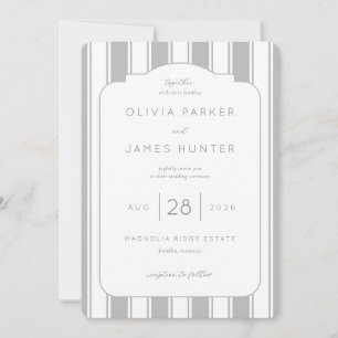 Elegante graue gestreifte Hochzeitseinladung Einladung