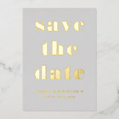 Elegante graue goldene Hochzeit speichert die Datu Folieneinladung (Vorderseite)