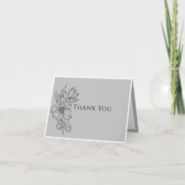 Elegante graue Hand Drawn Floral Wedding Dankeskarte