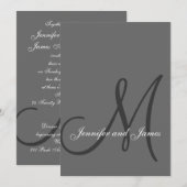 Elegante, graue Hochzeit Einladung (Vorne/Hinten)