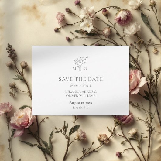 Elegante graue Hochzeit im Bouquet speichern Sie d Save The Date
